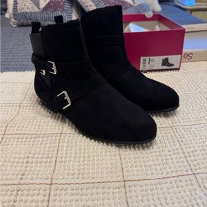SO Black Ankle Boots with Buckle Detail